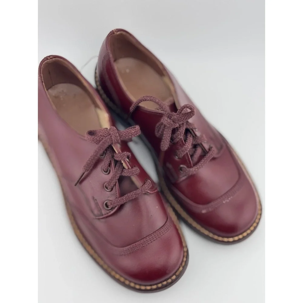 Vintage Peter Diamond Kid's Burgundy Leather Oxford Shoes Lace‎ Up Size: 5